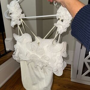 Free People Cream Ruffled Camisole